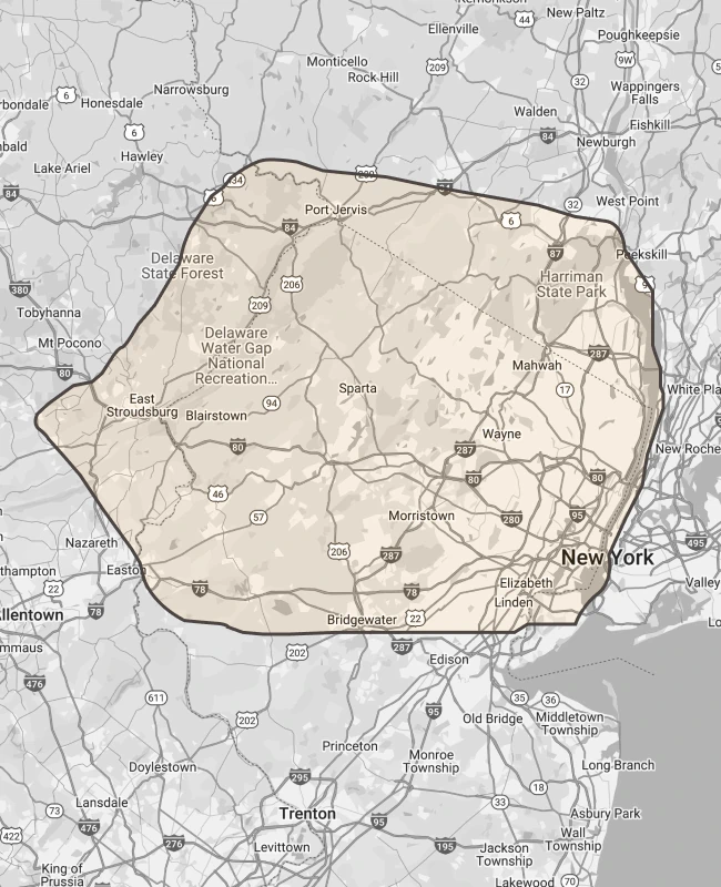 Abstract shape with black outline highlighting a gray map with cream hue